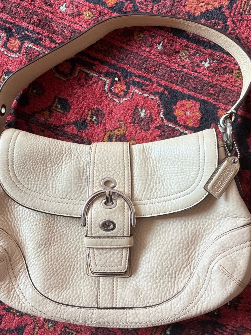 Cream Leather Shoulder Bag
